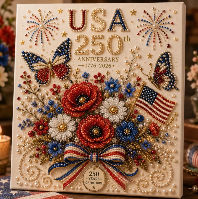 🔥LAST DAY 50% OFF - 🇺🇸 USA 250th Anniversary DIY Pearl Painting Kit ✨❤️🔥