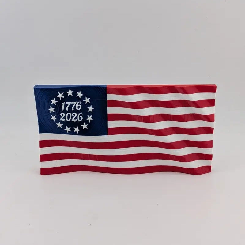 5.5" USA 250th Anniversary Articulated Waving Flag with Internal Magnets