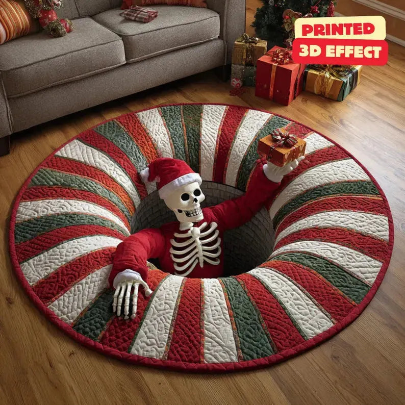 🎃Halloween Early Bird Sale | 49% OFF 3D Skeleton Vortex Quilted Round Halloween Rug
