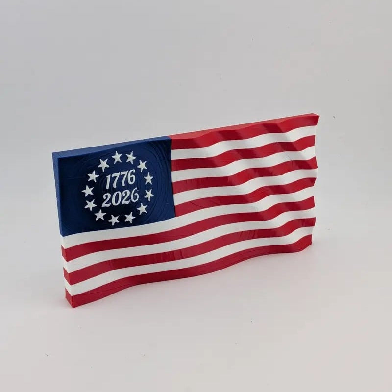 5.5" USA 250th Anniversary Articulated Waving Flag with Internal Magnets