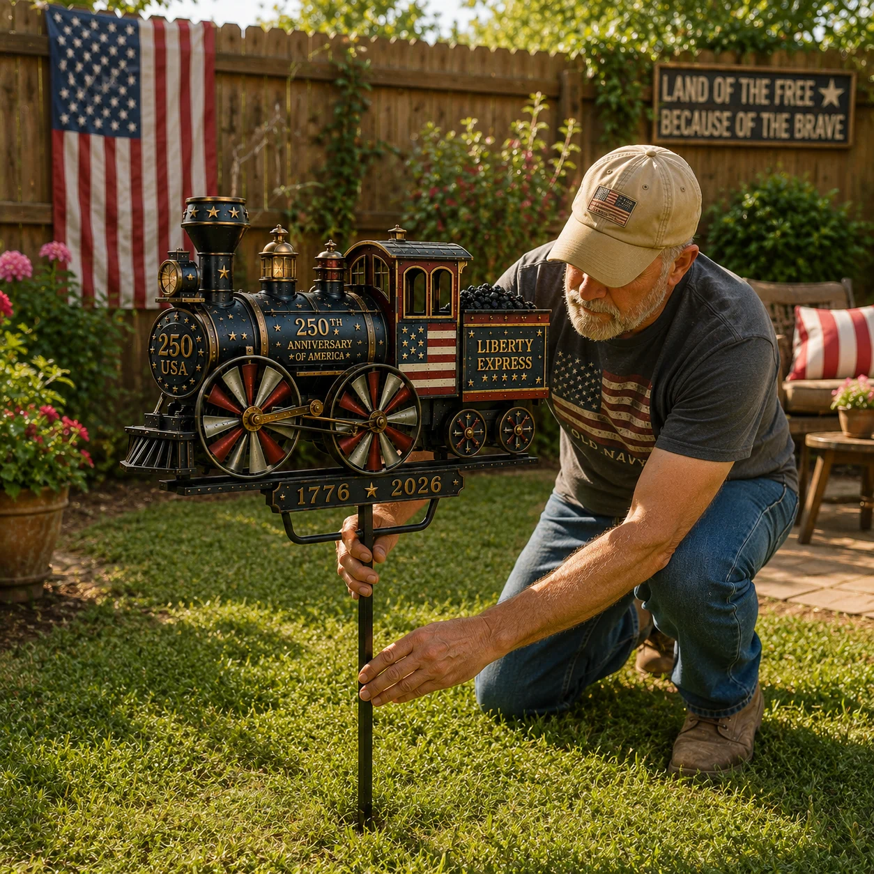 🚂USA 250 “Liberty Express” Train Garden Wind Spinner -✈️ BUY 2 FREE SHIPPING
