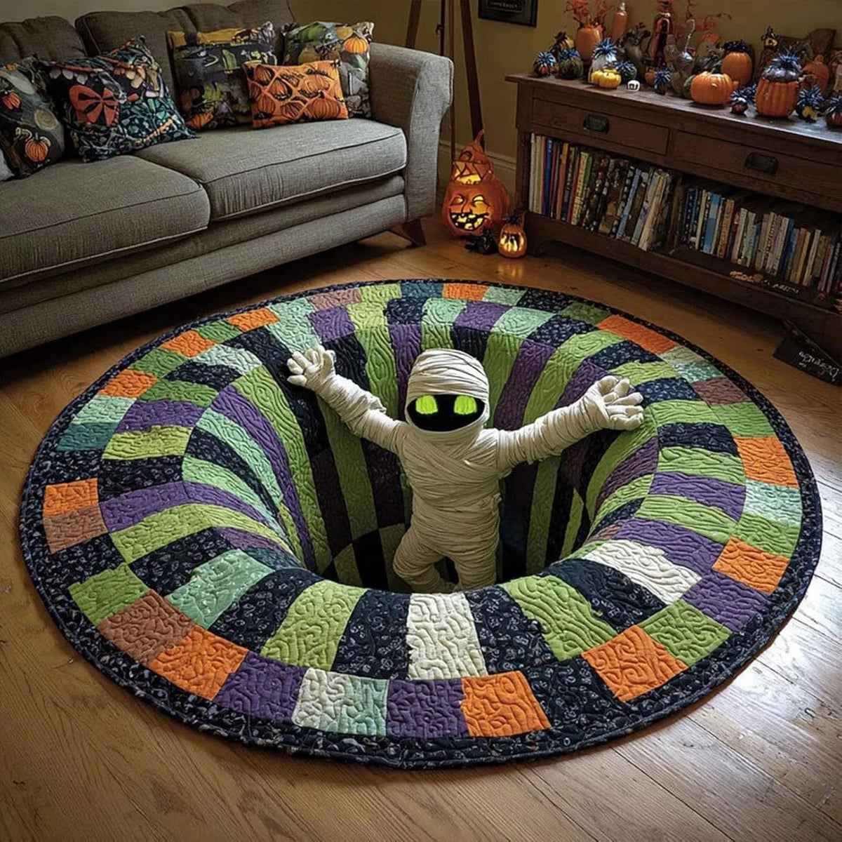 🎃Halloween Early Bird Sale | 49% OFF 3D Skeleton Vortex Quilted Round Halloween Rug