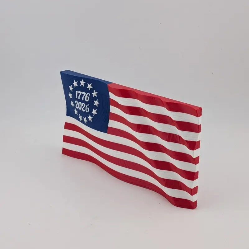 5.5" USA 250th Anniversary Articulated Waving Flag with Internal Magnets