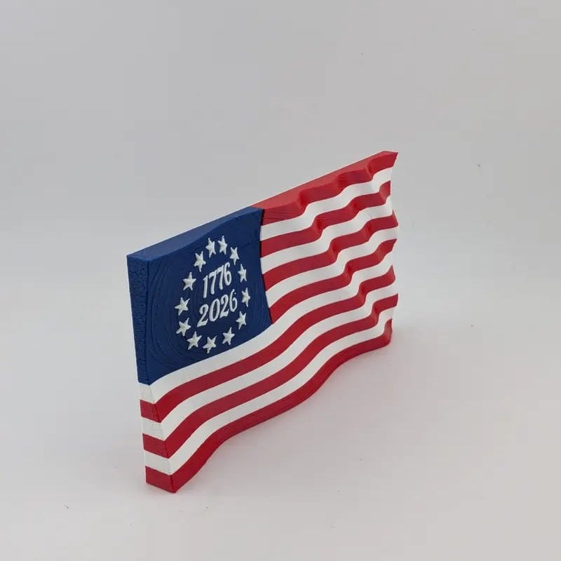 5.5" USA 250th Anniversary Articulated Waving Flag with Internal Magnets