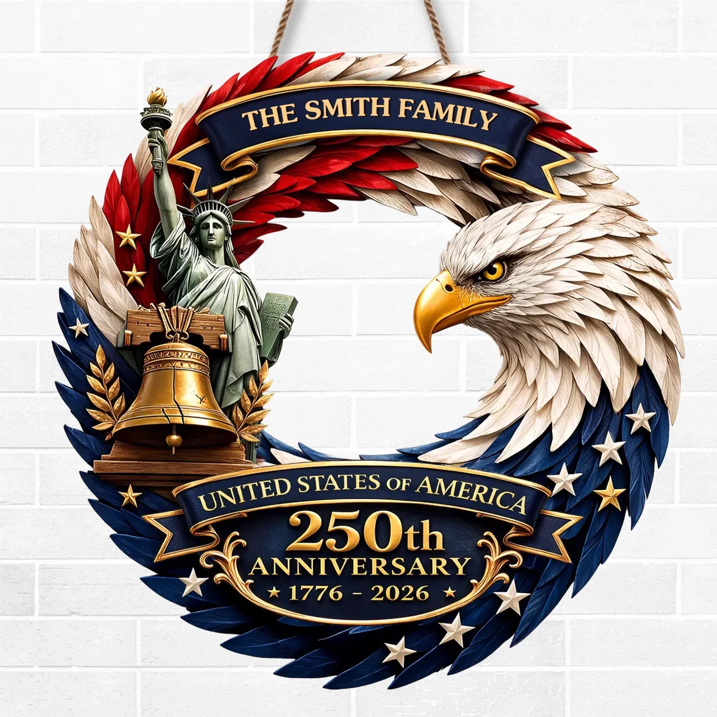 🦅Bald Eagle Patriotic Wood Sign - America 250th Anniversary Gifts For Mom, Dad, Brother, Sister, Kids