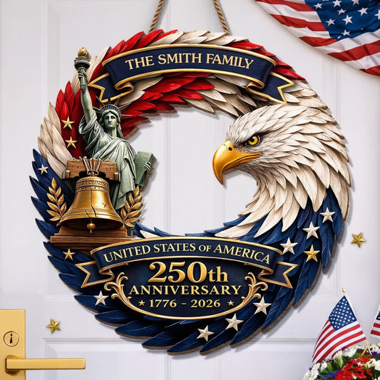 🦅Bald Eagle Patriotic Wood Sign - America 250th Anniversary Gifts For Mom, Dad, Brother, Sister, Kids
