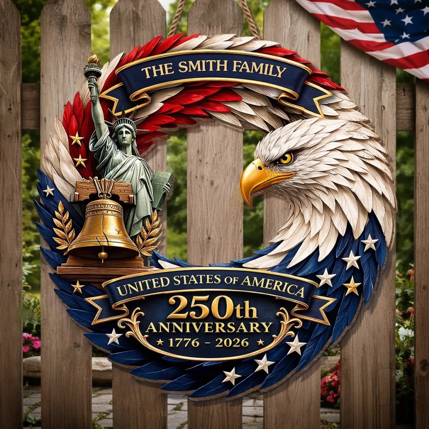 🦅Bald Eagle Patriotic Wood Sign - America 250th Anniversary Gifts For Mom, Dad, Brother, Sister, Kids