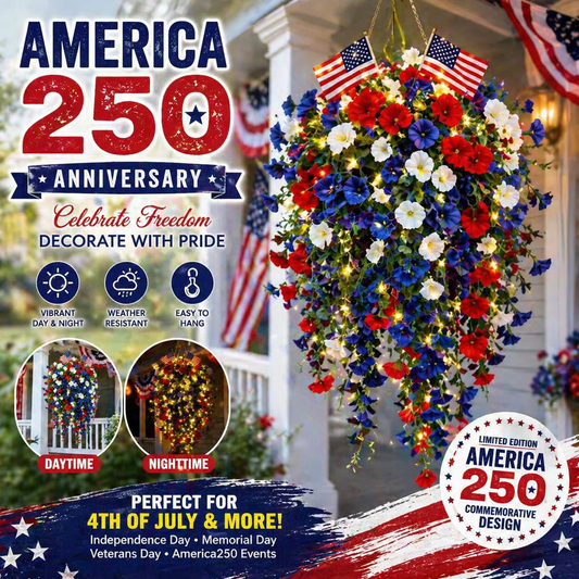 ✨✨ Celebrate America’s 250th Anniversary with Patriotic Hanging Flower Baskets