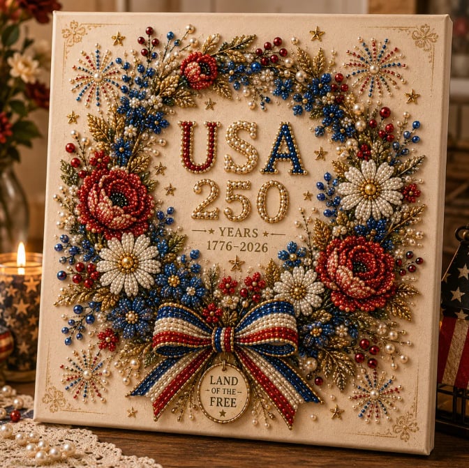 🔥LAST DAY 50% OFF - 🇺🇸 USA 250th Anniversary DIY Pearl Painting Kit ✨❤️‍🔥
