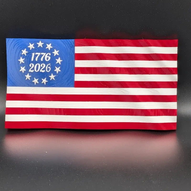 5.5" USA 250th Anniversary Articulated Waving Flag with Internal Magnets