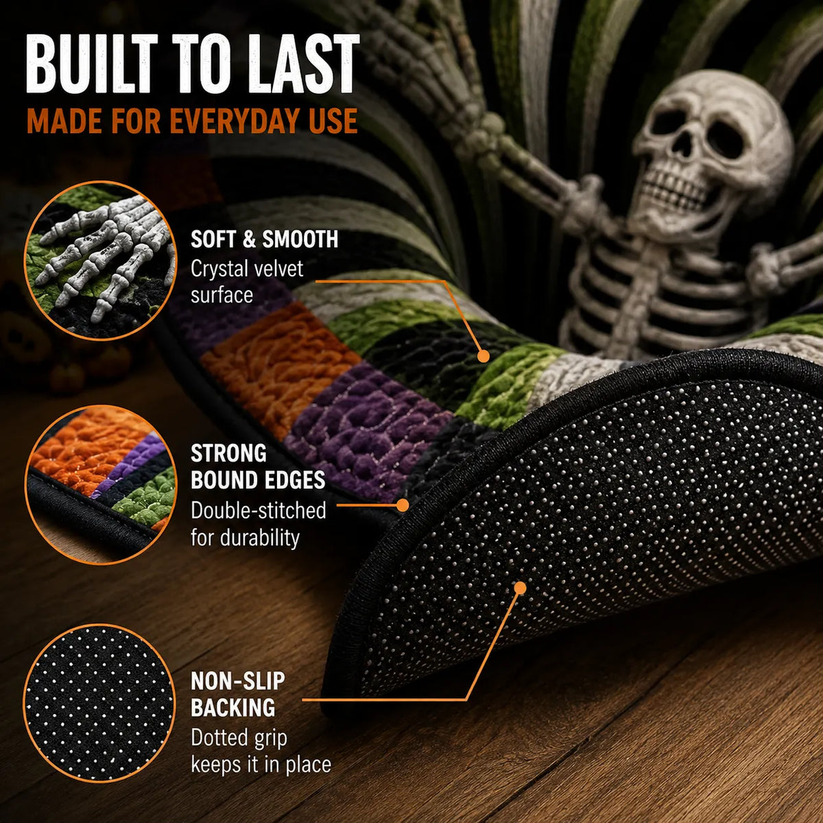 🎃Halloween Early Bird Sale | 49% OFF 3D Skeleton Vortex Quilted Round Halloween Rug