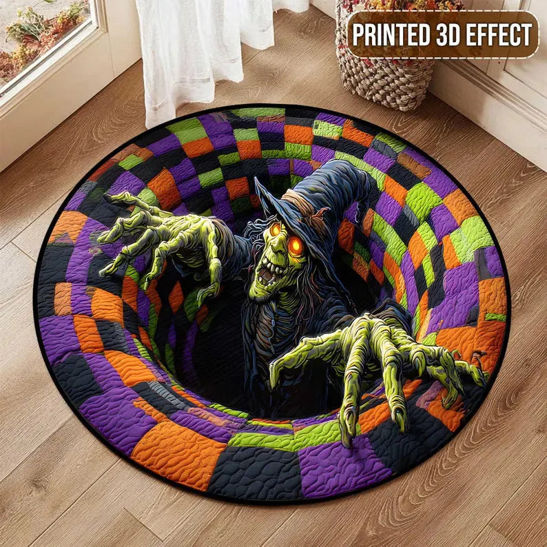 🎃Halloween Early Bird Sale | 49% OFF 3D Skeleton Vortex Quilted Round Halloween Rug